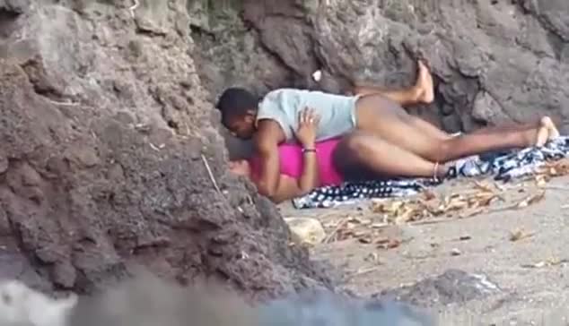 Indian blue film of a young couple enjoying outdoor sex on the beach